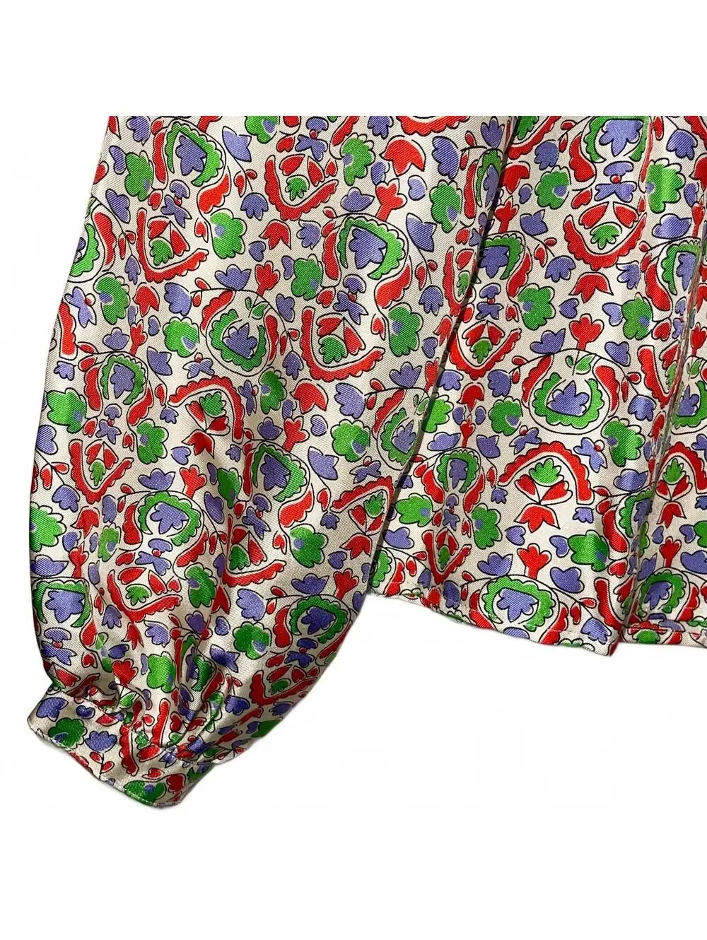 Tory Burch silk blouse 6 printed long balloon sleeve button cuff adjustable top